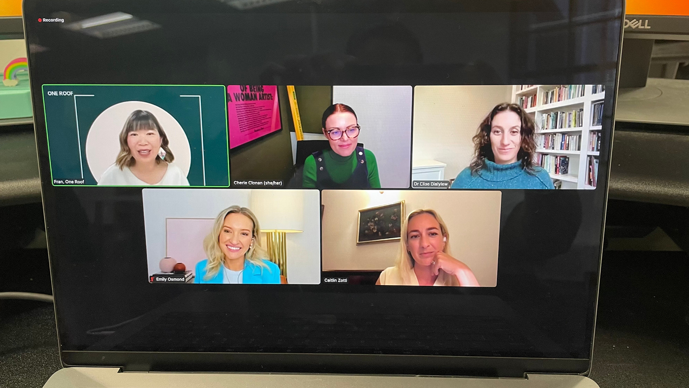 Laptop screengrab of the speakers at the Women in Small Business Summit virtual panel event.