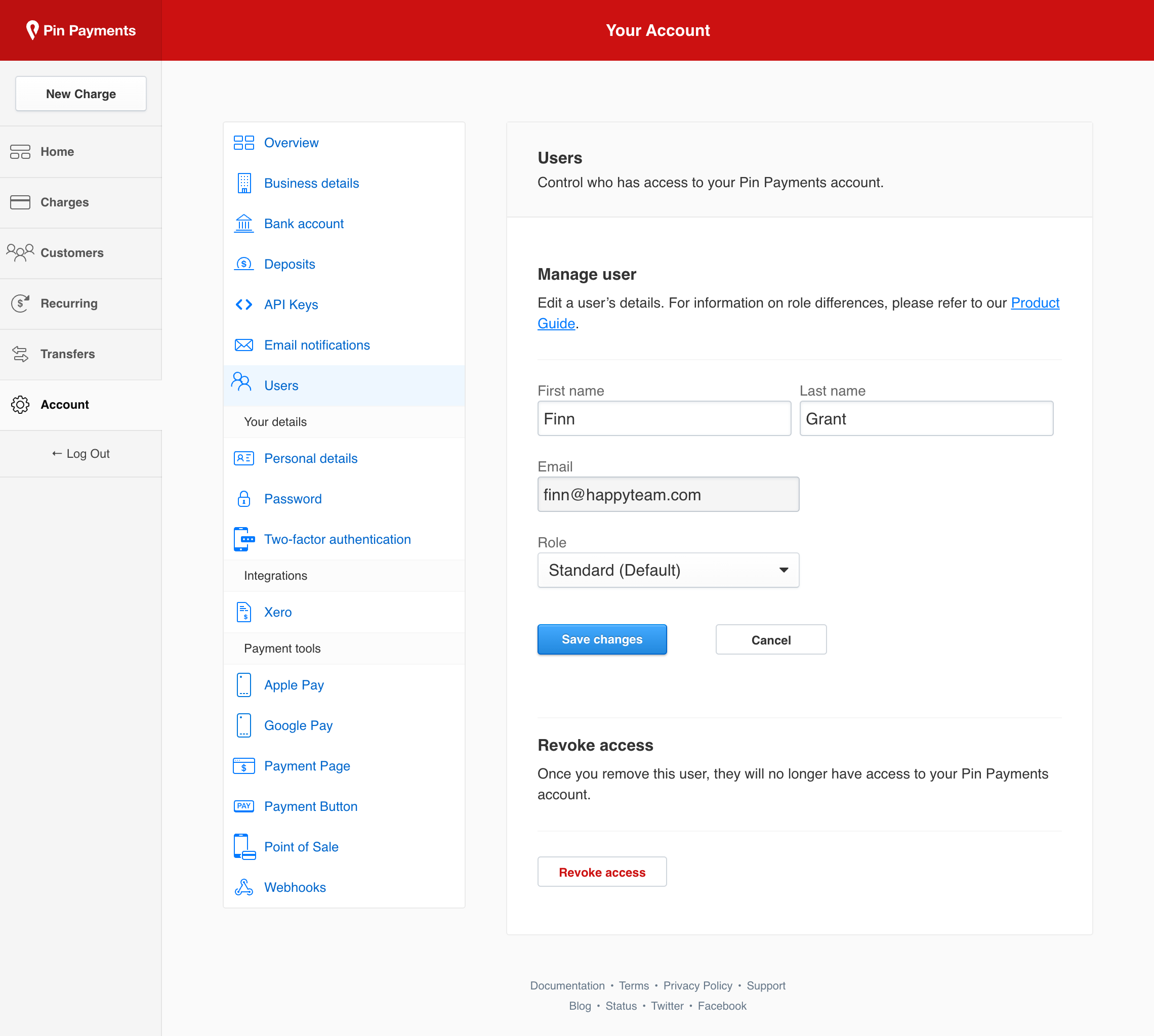 Diagram showing the edit user page